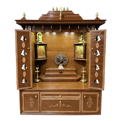 Vaidik Teak Wood Mandap (Brown) open door
