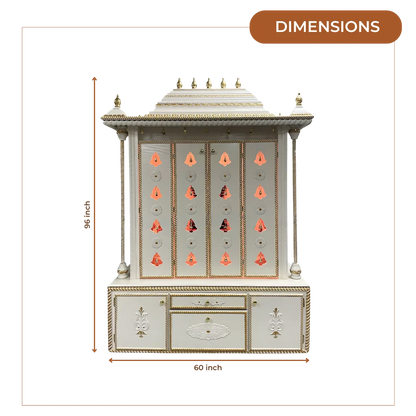 Vaidik Teak Wood Mandap (White) dimensions