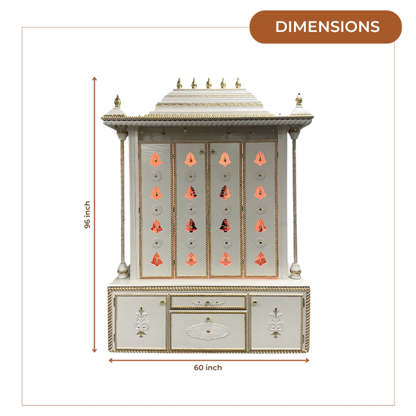 Vaidik Teak Wood Mandap (White) dimensions