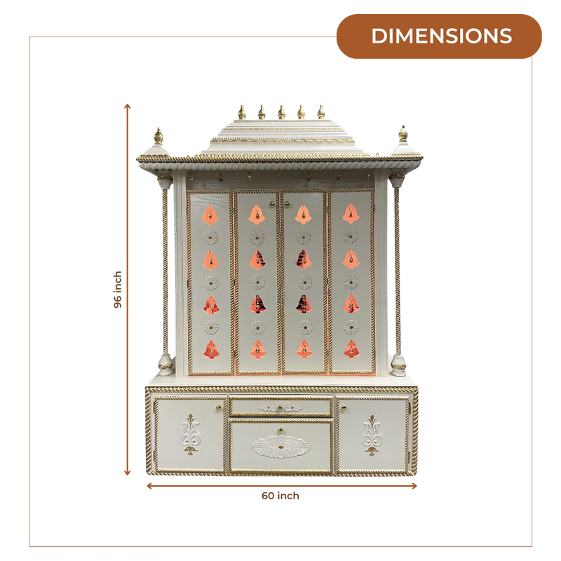 Vaidik Teak Wood Mandap (White) dimensions