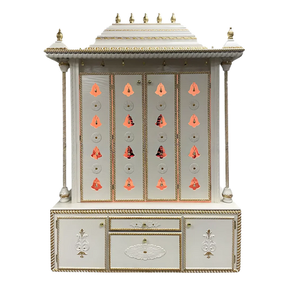 Vaidik Teak Wood Mandap (White) front view