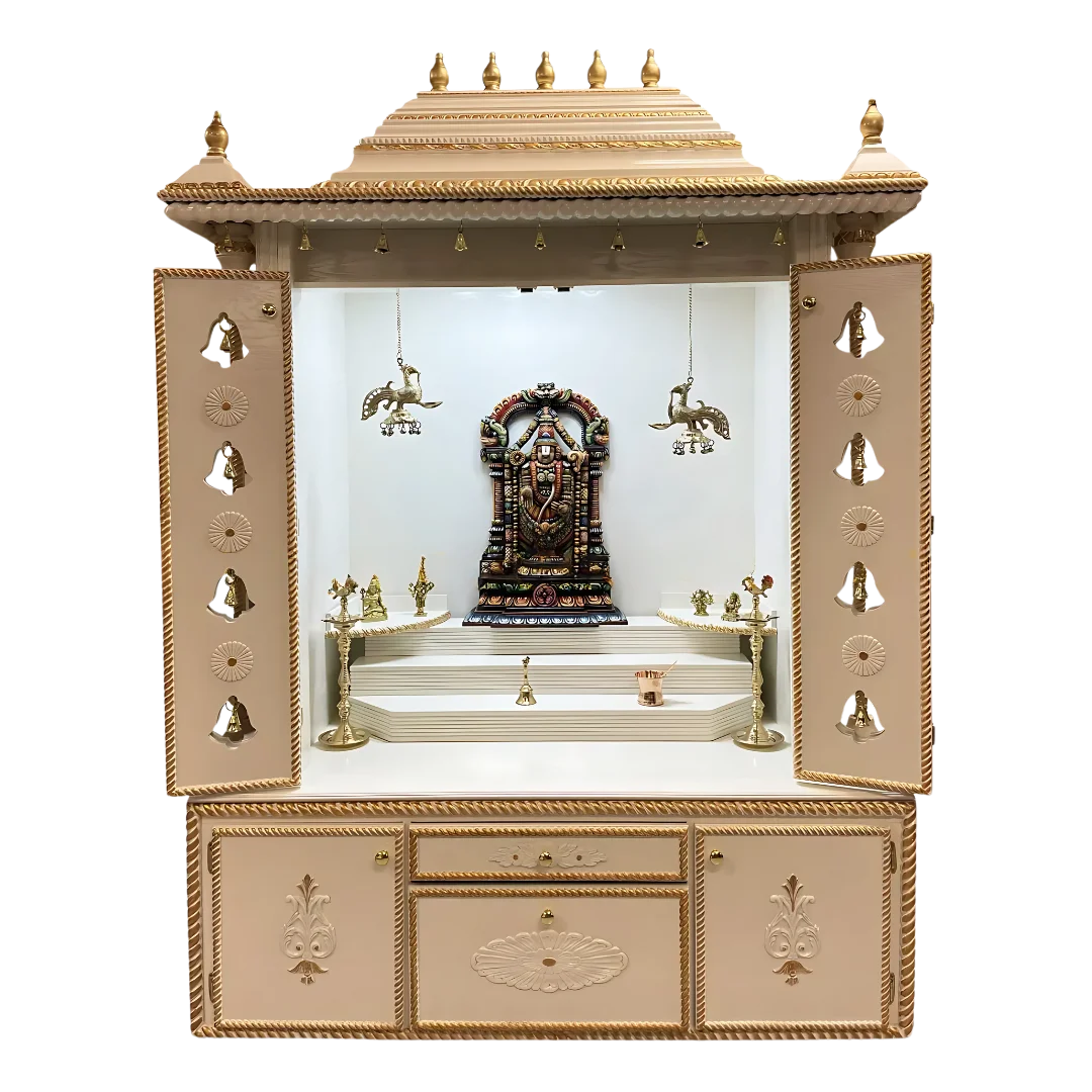 Vaidik Teak Wood Mandap (White) open door view