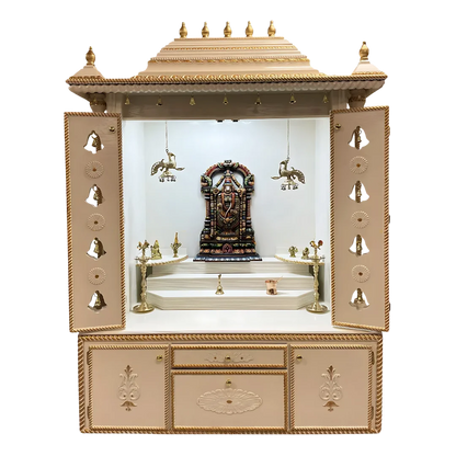 Vaidik Teak Wood Mandap (White) open door view