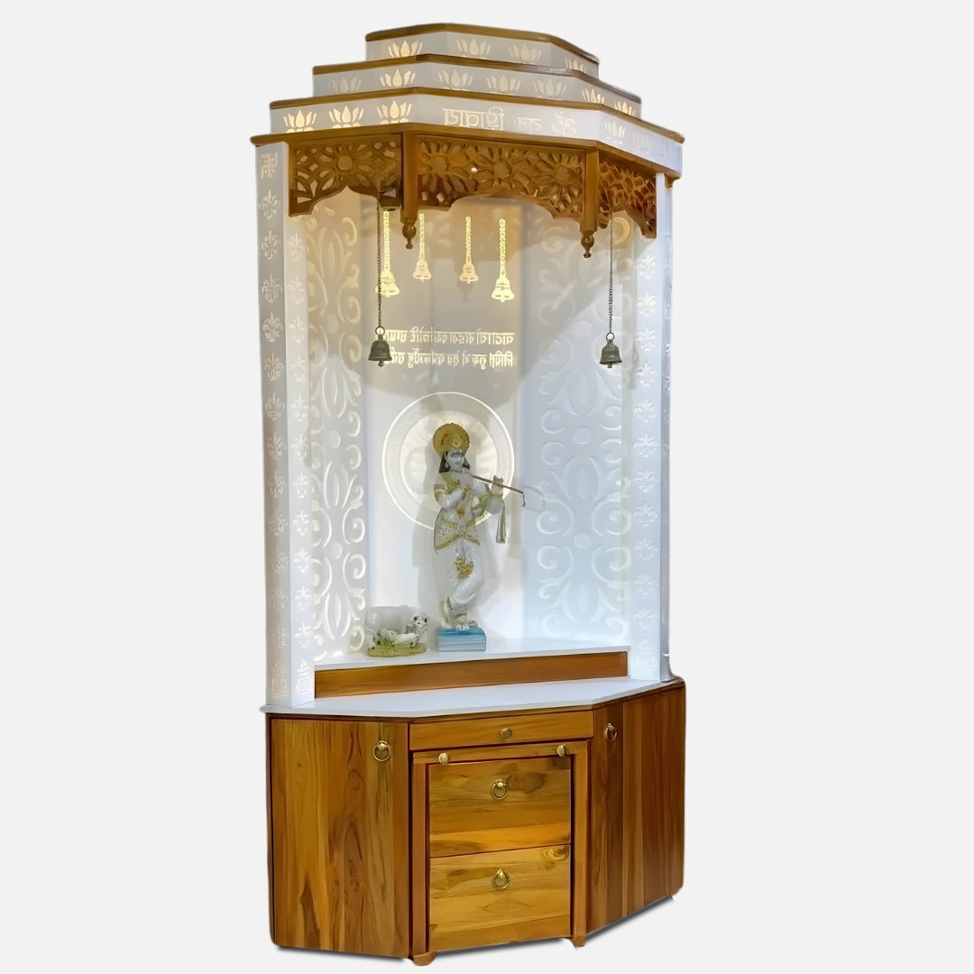 Vaishnavam Teak Wood Mandap (Teak White) side angle