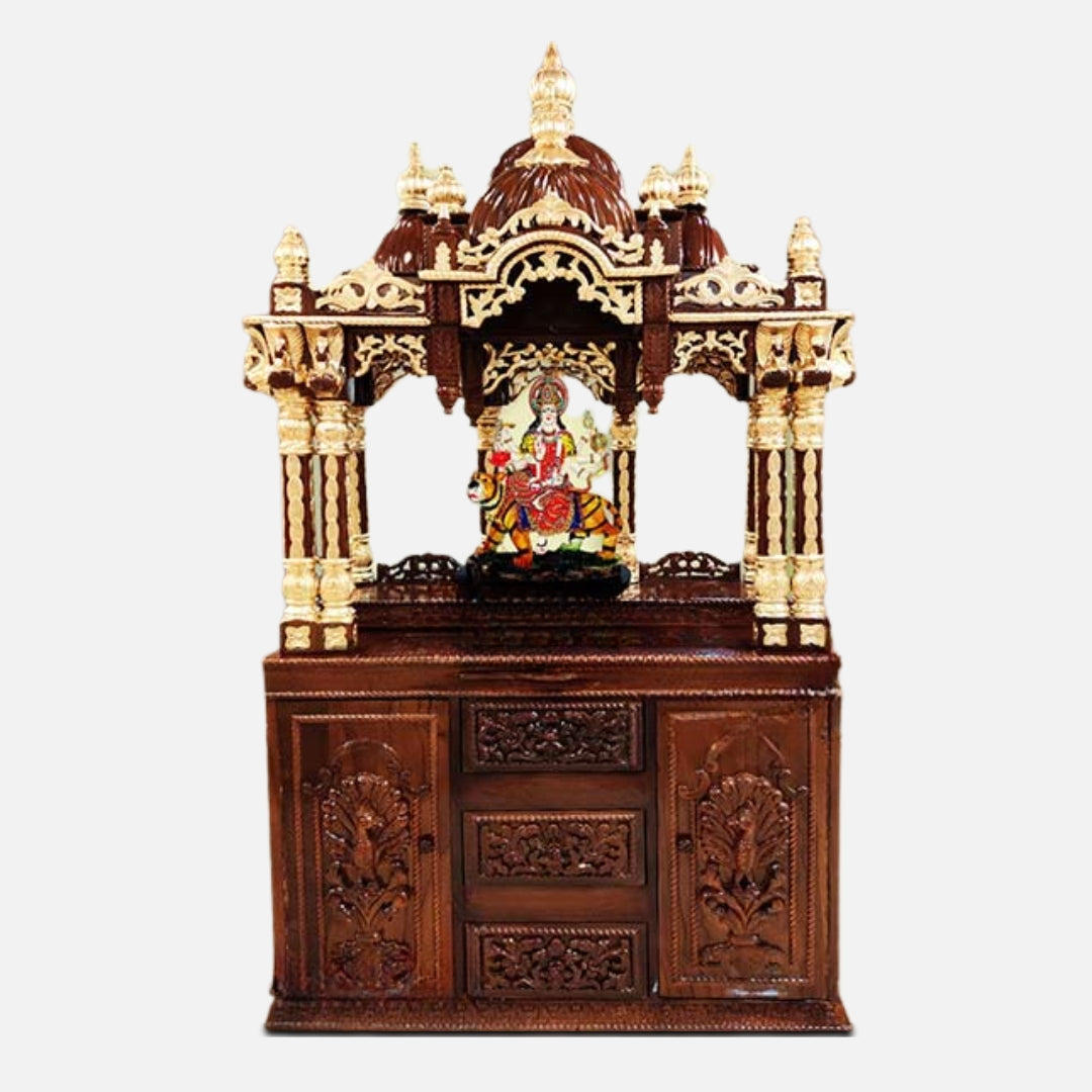   Vamsha Teak Wood Mandap (Brown)  front view