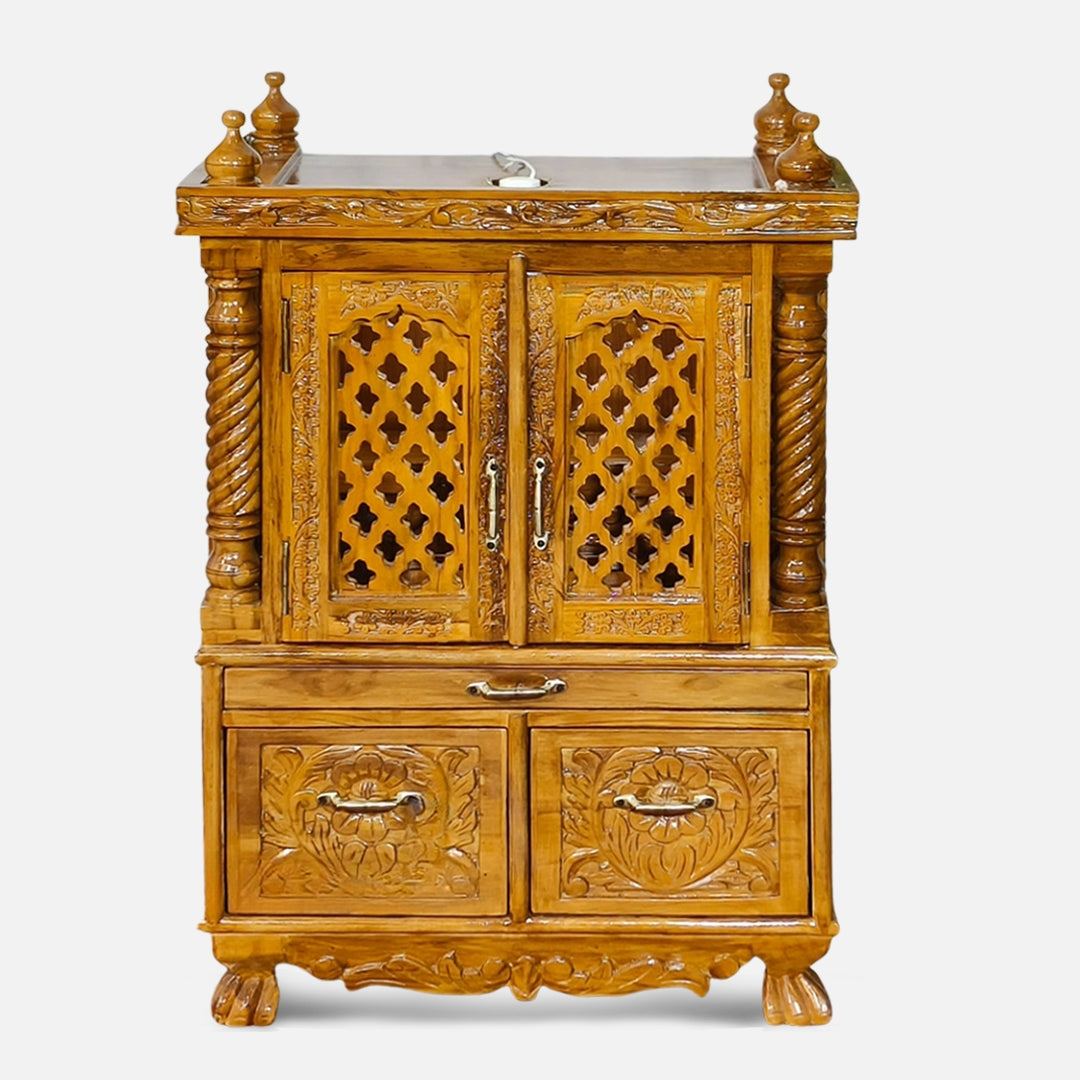 Vamshika Teak Wood Mandir with Door Teak