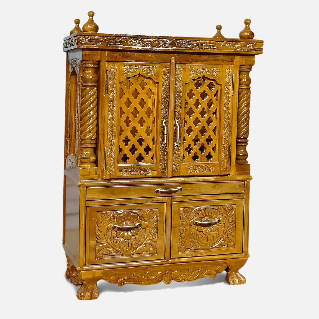 Vamshika Teak Wood Mandir (Teak) side angle