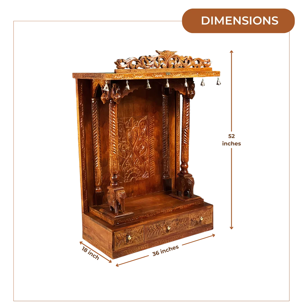 Vandana Sheesham Wood Mandir (Teak) Dimensions 
