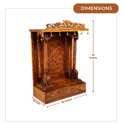 Vandana Sheesham Wood Mandir (Teak) Dimensions 