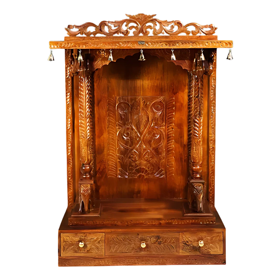 Vandana Sheesham Wood Mandir (Teak)  Front view