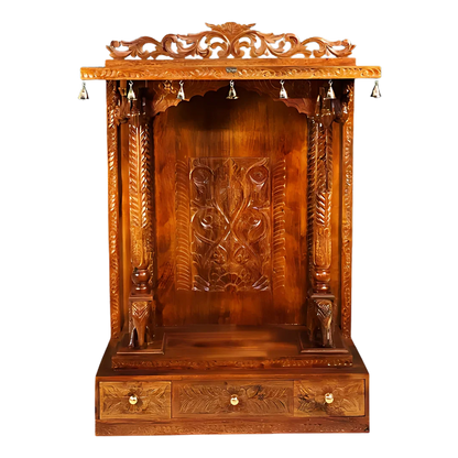 Vandana Sheesham Wood Mandir (Teak)  Front view