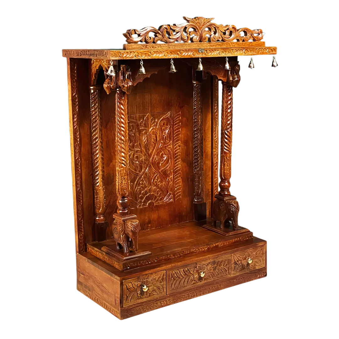 Vandana Sheesham Wood Mandir (Teak)  Side Angle 