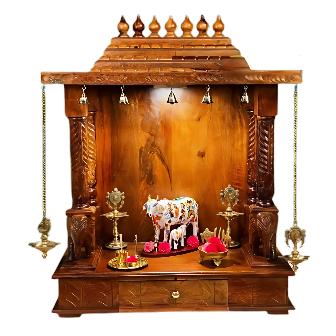 Vanshika Sheesham Wood Mandir (Teak) Front view