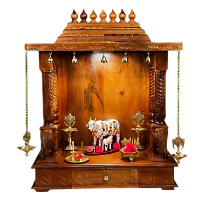 Vanshika Sheesham Wood Mandir (Teak) Front view