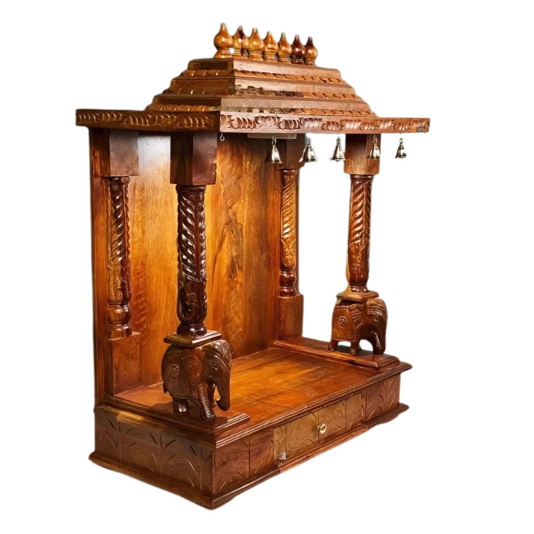 Vanshika Sheesham Wood Mandir (Teak) Side  view