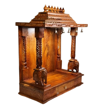 Vanshika Sheesham Wood Mandir (Teak) Side  view