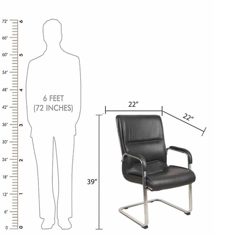 Vantar Visitor Chair with Armrest (Black)Dimensions