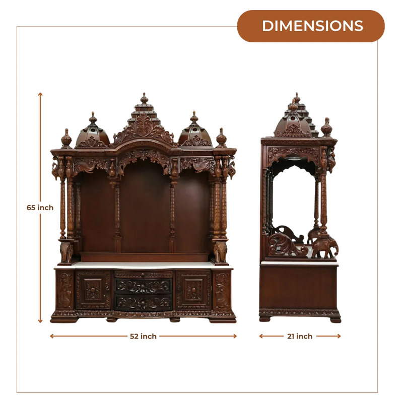 Varenya Teak Wood Mandap (Brown) dimensions