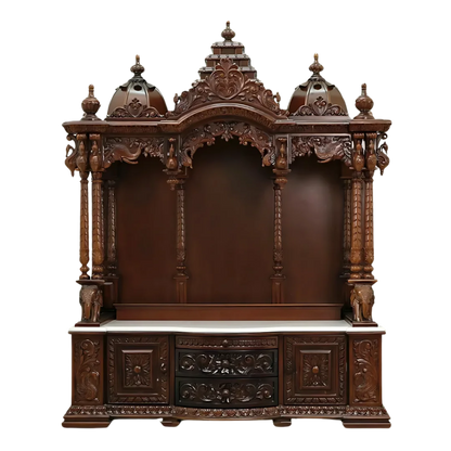 Varenya Teak Wood Mandap (Brown) front view