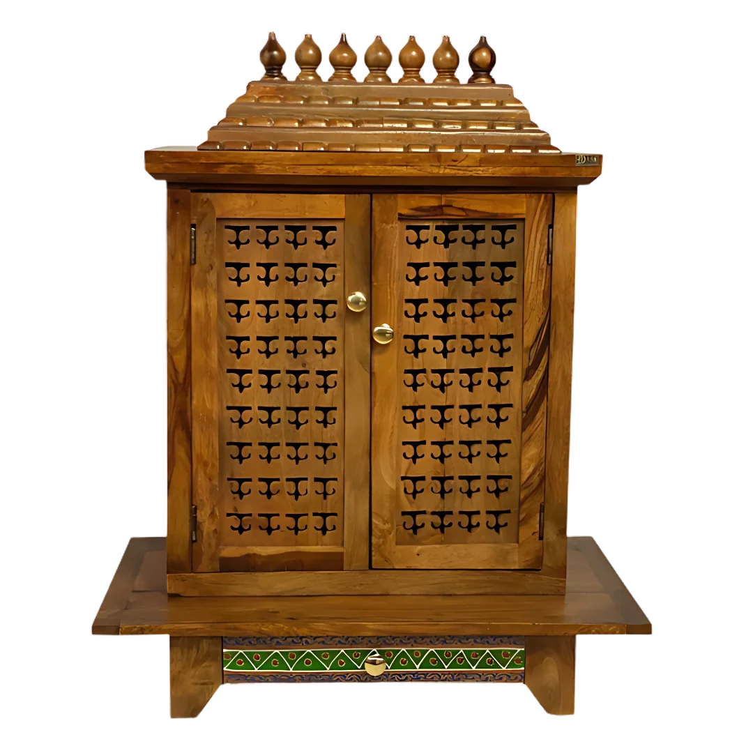 Varnmaya Sheesham Wood Mandir (Teak) Front view
