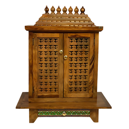 Varnmaya Sheesham Wood Mandir (Teak) Front view