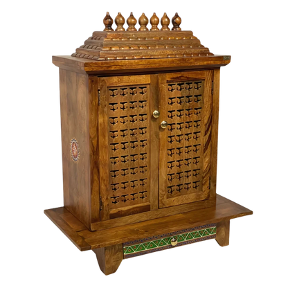 Varnmaya Sheesham Wood Mandir (Teak) Side Angle 