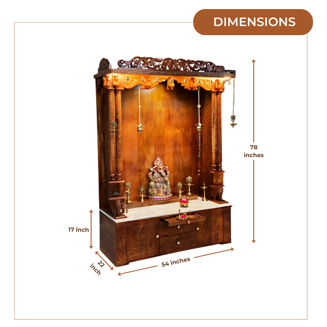 Vedamaya Sheesham Wood Mandap (Teak) Dimensions