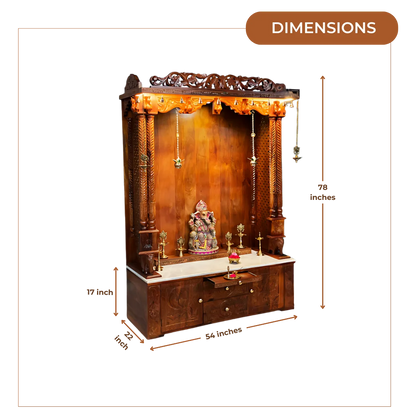 Vedamaya Sheesham Wood Mandap (Teak) Dimensions