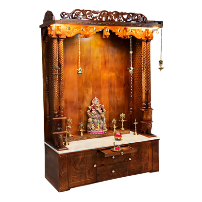 Vedamaya Sheesham Wood Mandap (Teak) Side Angle 