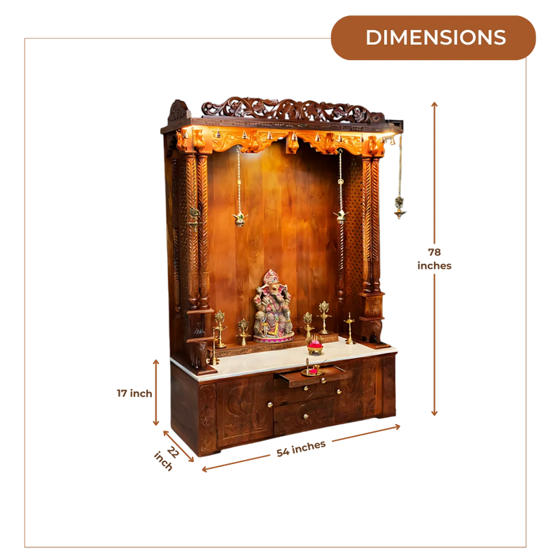 Vedamaya Teak Wood Mandap (Teak) Dimensions