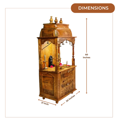 Vedant Sheesham Wood Pooja Mandir (Teak) Dimensions