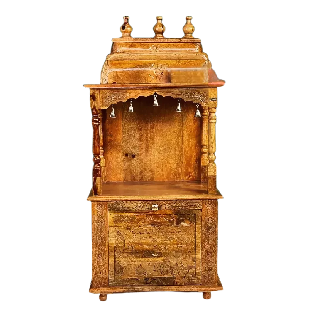 Vedant Sheesham Wood Pooja Mandir (Teak ) Front view
