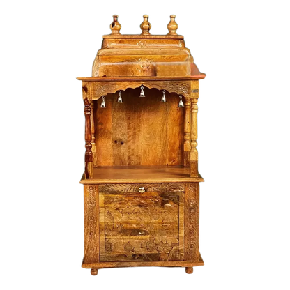 Vedant Sheesham Wood Pooja Mandir (Teak ) Front view
