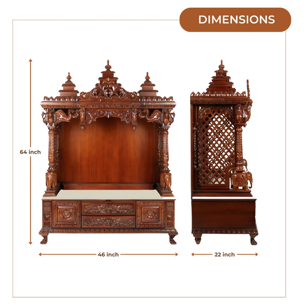Vedanta Teak Wood Mandap (Brown) dimensions