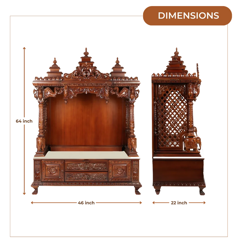 Vedanta Teak Wood Mandap (Brown) dimensions