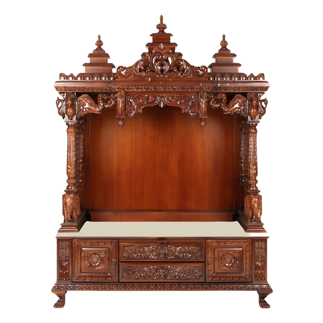 Vedanta Teak Wood Mandap (Brown) front view