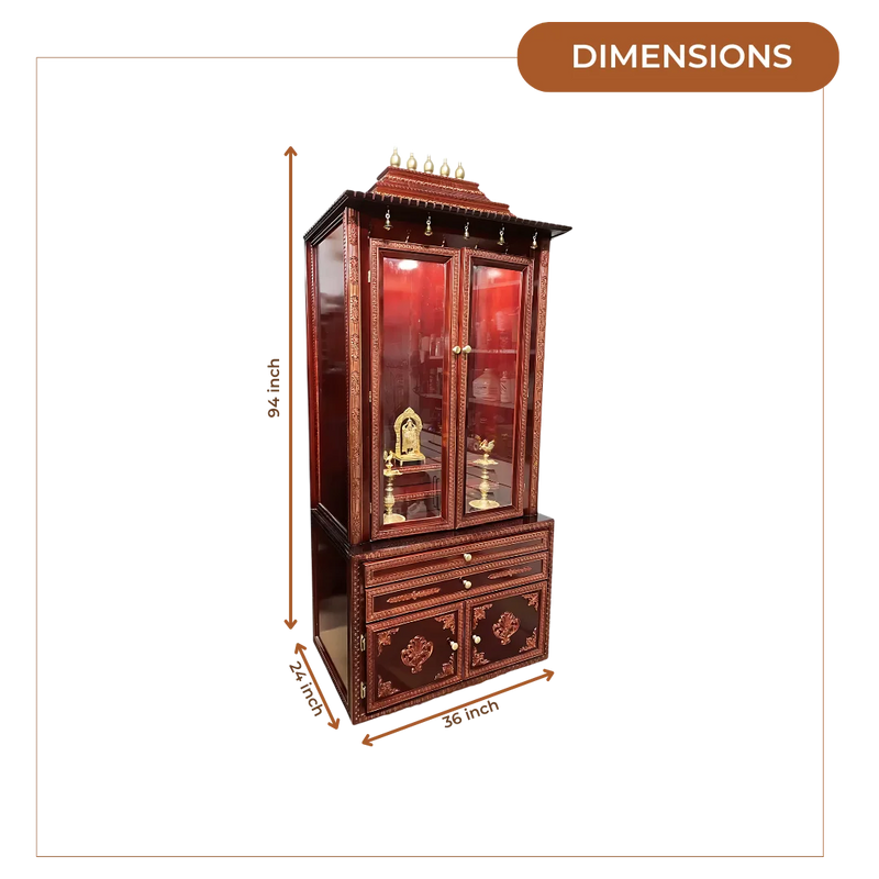 Vedanta Teak Wood Mandap (Cherry) Dimensions