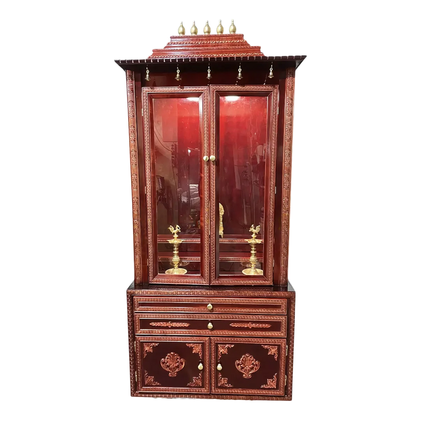 Vedanta Teak Wood Mandap Cherry with Door