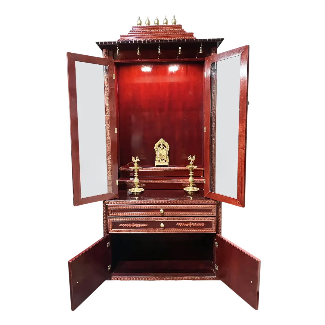Vedanta Teak Wood Mandap (Cherry) open Door view