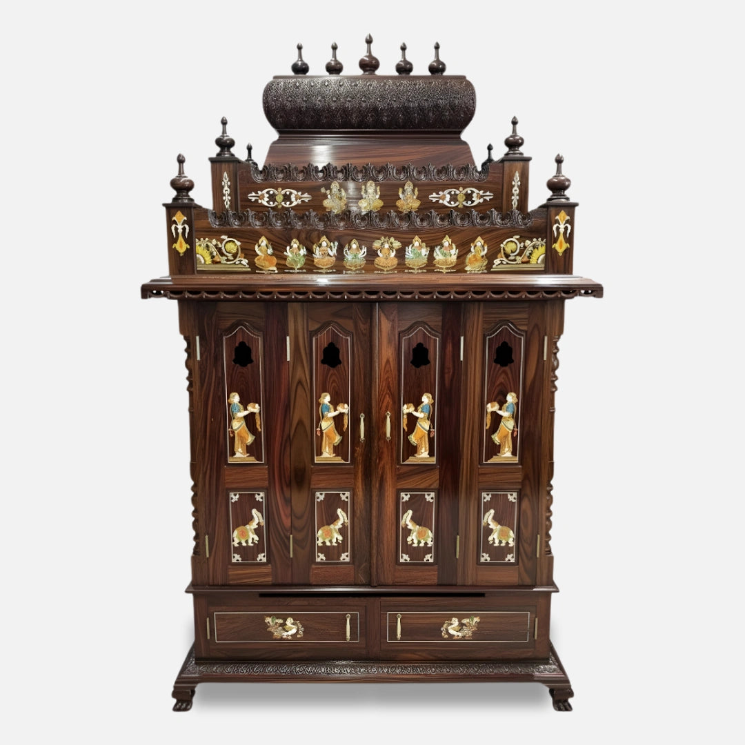Vedaroop Teak wood Mandap (Brown) front view 