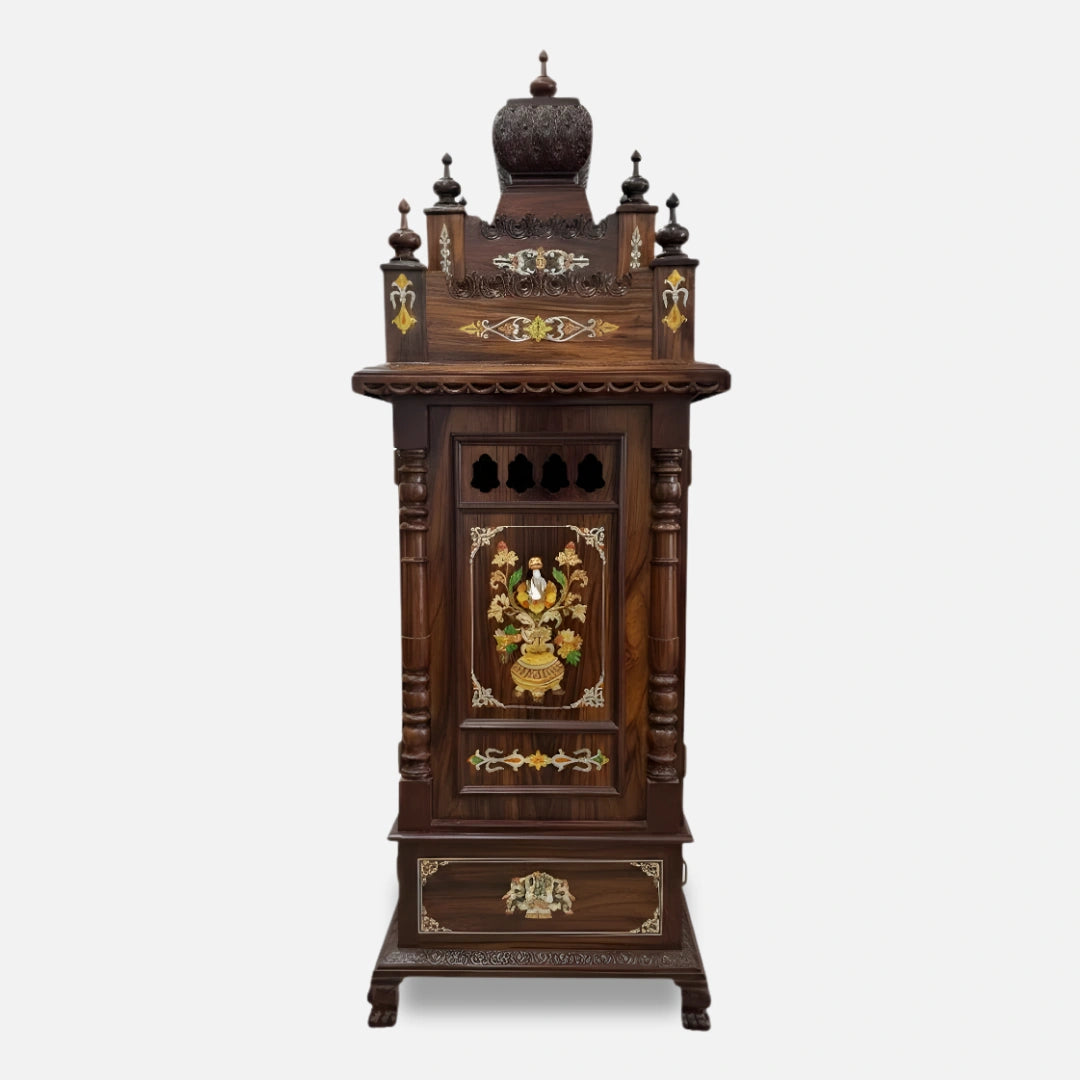 Vedaroop Teak wood Mandap (Brown) side view 