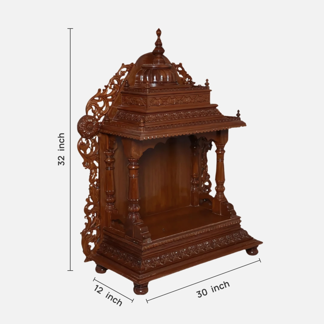 Vedarth Teak Wood Mandir (Brown) dimensions