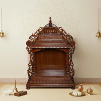 Vedarth Teak Wood Mandir (Brown) lifestle view