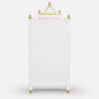 Vedashraya Floor Rested Pooja Mandap with Door (White Gold) Back VIew