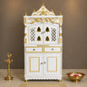 Vedashraya Floor Rested Pooja Mandap with Door (White Gold)