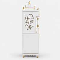 Vedashraya Floor Rested Pooja Mandap with Door (White Gold) Side View