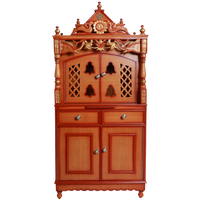 Vedashraya Floor Rested Pooja Mandir with Door Front View(Teak Gold)