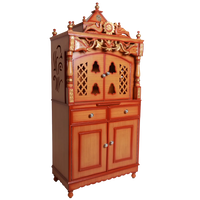 Vedashraya Floor Rested Pooja Mandir with Door Side Angle(Teak Gold)