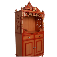Vedashraya Floor Rested Pooja Mandir without Door Teak Gold side view