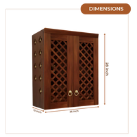 Vedic Sthana Pooja Mandir with Door (Teak) Dimensions 
